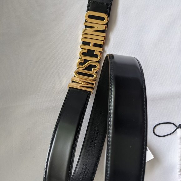 Moschino Couture Jeremy Scott SHINY GOLD LOGO BELT